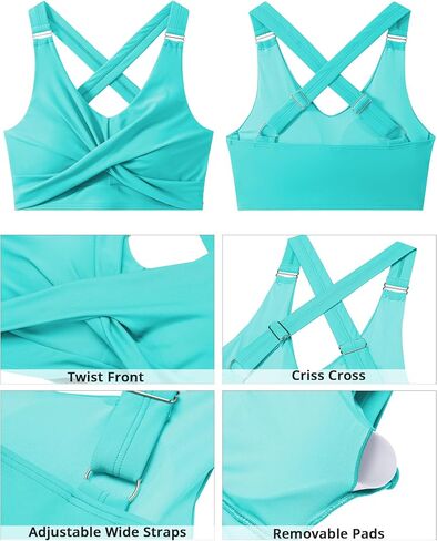 GRAPENT Bikini Tops for Women Twist Front Ruched Bathing Suit Adjustable Crisscross Back Cropped Tankini Swim Top Only in Saudi Arabia