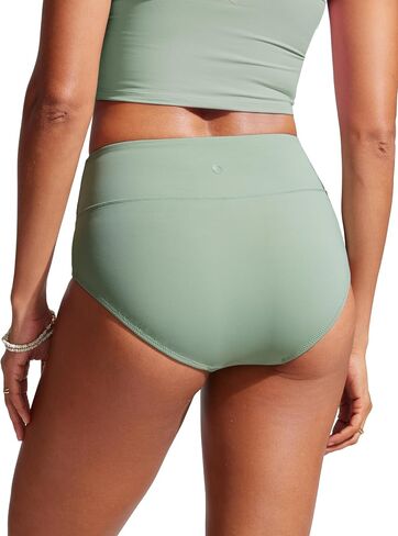 CRZ YOGA Womens High Waisted Bikini Bottom Full Coverage Tummy Control Bathing Suit Wide Waistband Swimsuit Swim Briefs in Saudi Arabia
