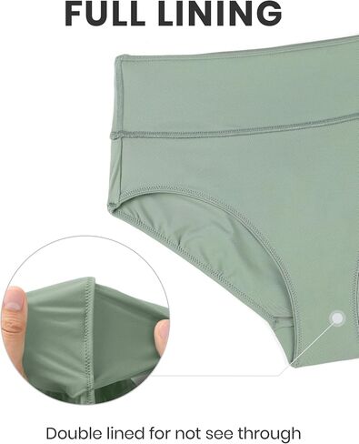 CRZ YOGA Womens High Waisted Bikini Bottom Full Coverage Tummy Control Bathing Suit Wide Waistband Swimsuit Swim Briefs in Saudi Arabia