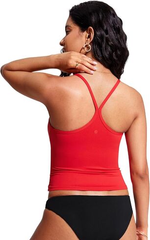 CRZ YOGA Womens Racerback Tankini Tops Scoop Neck Spaghetti Straps Bathing Suit Bikini Only Padded Crop Swim Tank in Saudi Arabia