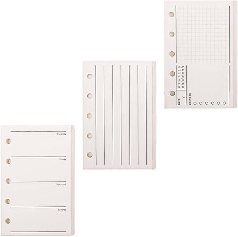 Mogoostry A8 5-Hole Punched Refill Paper, 3 Pack A8 Size Mini Binder Filler Paper, Lined Grid Blank Paper Planner Refills Loose Leaf Paper Inserts, 40 Sheets Per Pack, Total 120 Sheets in Kuwait