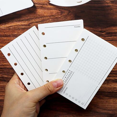 Mogoostry A8 5-Hole Punched Refill Paper, 3 Pack A8 Size Mini Binder Filler Paper, Lined Grid Blank Paper Planner Refills Loose Leaf Paper Inserts, 40 Sheets Per Pack, Total 120 Sheets in Kuwait