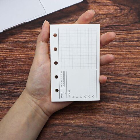 Mogoostry A8 5-Hole Punched Refill Paper, 3 Pack A8 Size Mini Binder Filler Paper, Lined Grid Blank Paper Planner Refills Loose Leaf Paper Inserts, 40 Sheets Per Pack, Total 120 Sheets in Kuwait