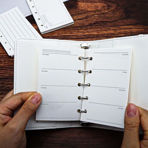 Mogoostry A8 5-Hole Punched Refill Paper, 3 Pack A8 Size Mini Binder Filler Paper, Lined Grid Blank Paper Planner Refills Loose Leaf Paper Inserts, 40 Sheets Per Pack, Total 120 Sheets in Kuwait