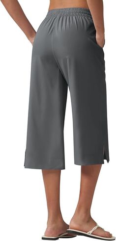 Willit Women's Swim Capris Pants Wide Leg Beach Board Swimming Bathing Quick Dry Lightweight UPF50+ Pockets in Kuwait