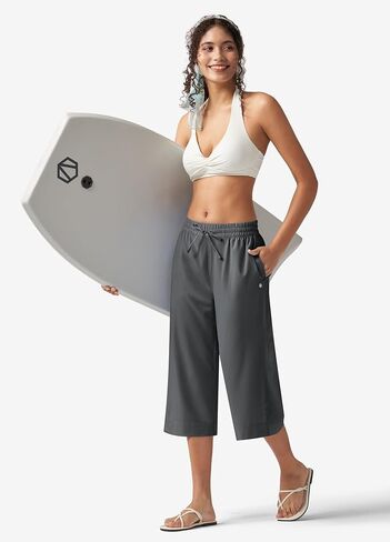 Willit Women's Swim Capris Pants Wide Leg Beach Board Swimming Bathing Quick Dry Lightweight UPF50+ Pockets in Kuwait