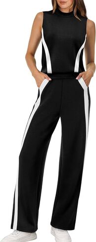 XIEERDUO Two Piece Sets for Women Summer Outfits Travel Mock Neck Lounge Sets Wide Leg Pants Beach Vacation Clothes in Saudi Arabia