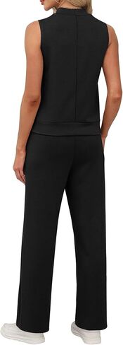 XIEERDUO Two Piece Sets for Women Summer Outfits Travel Mock Neck Lounge Sets Wide Leg Pants Beach Vacation Clothes in Saudi Arabia