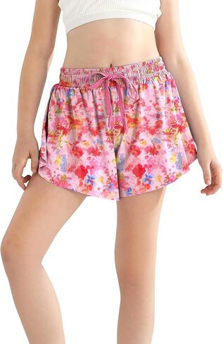 الفتيات Skorts Flowy Butterfly Shorts SPANDEX 2 في 1 مع تنورة جيب للأطفال التنس ، الرياضية ، الجري من 5 إلى 13 سنة in Kuwait