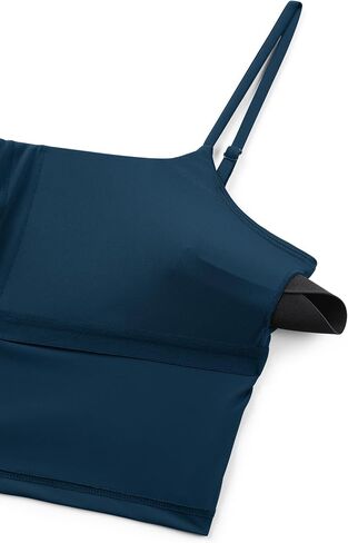 CRZ YOGA Womens Scoop Neck Bikini Tops U Back Longline Swimsuit Adjustable Spaghetti Straps Bathing Suit Crop Tankini in Saudi Arabia