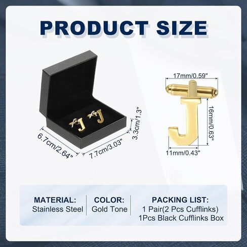 PATIKIL Initial Cufflinks, Classic Alphabet Stainless Steel Men Cuff Links 26 Letters A-Z with Box for Men Father Husband Weddings Gift Business Birthday in Saudi Arabia