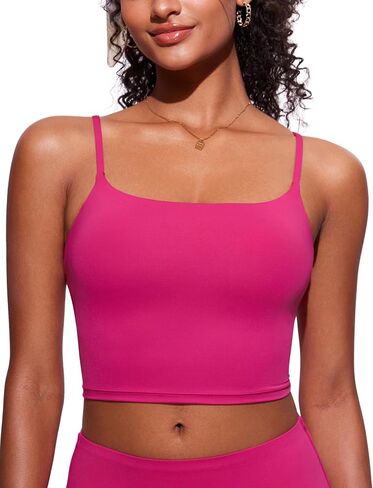 CRZ YOGA Womens Scoop Neck Bikini Tops U Back Longline Swimsuit Adjustable Spaghetti Straps Bathing Suit Crop Tankini in Saudi Arabia