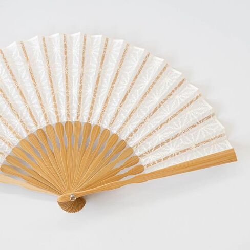 Elegant Sheer Silk Folding Fan with Intricate Embroidery, 8.27 inch, Made in Japan in Saudi Arabia