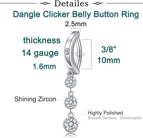زر Longita BELLY RING RING BELLY BELLY RINGS FARLING BELLY BELLY BUNTER BLACKER BELLY BELTY RING SURCICAL STEMICAL ROSE ROSE BELLY BELLY BEYLY BEITE in Kuwait