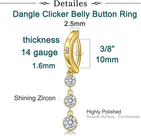 زر Longita BELLY RING RING BELLY BELLY RINGS FARLING BELLY BELLY BUNTER BLACKER BELLY BELTY RING SURCICAL STEMICAL ROSE ROSE BELLY BELLY BEYLY BEITE in Kuwait