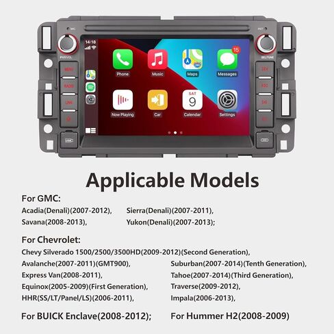 ستيريو سيارة LXKLSZ متوافق مع Carplay اللاسلكي/Android Auto متوافق مع GMC Sierra Yukon Chevy Silverado Buick مع شاشة IPS تعمل باللمس/بلوتوث/وصلة مرآة/FM/AM/USB in Kuwait