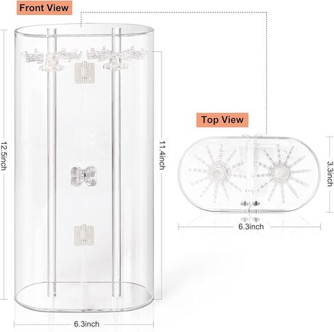 Necklace Holder, Acrylic Jewelry Organizer with 24 Hooks, Rotation Clear Necklaces Pendant Display Case Stand, Dust-proof Velvet Tray Hanging Rack Storage for Earrings Rings in Saudi Arabia