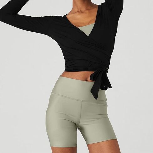 Womens Ballet Wrap Top Long Sleeve Tie Front Workout Cover Up Pilates Yoga Tops Y2k Fairy Coquette Shirt Going Out in Saudi Arabia