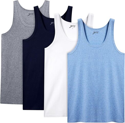 Brix Men's Tank Top Undershirts - 100% Cotton Multipack Tagless Shirts. in Saudi Arabia