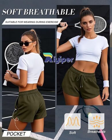 RIYIPER 3 Pack Waffle Waffle Shorts Cotton Cotton Dring Lounge Summer Comfy Shorts مع جيوب in Kuwait