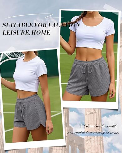 RIYIPER 3 Pack Waffle Waffle Shorts Cotton Cotton Dring Lounge Summer Comfy Shorts مع جيوب in Kuwait