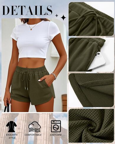 RIYIPER 3 Pack Waffle Waffle Shorts Cotton Cotton Dring Lounge Summer Comfy Shorts مع جيوب in Kuwait