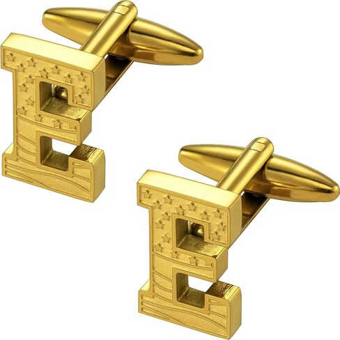 HAWSON Initial Cufflinks for Men with USA Flag Design, 18K Gold Letter Monogram Cuff Links Suits Shirt Studs for Wedding Party in Saudi Arabia