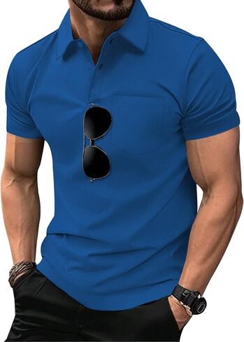 SCODI 5 Pack Mens Pocket Polo Shirts Short Sleeve Multipack Golf Shirt for Men Moisture Wicking Casual Athletic Work T-Shirts in Kuwait