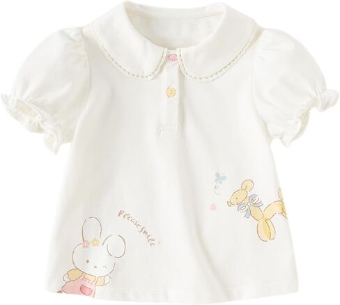 Dave & Bella Girls Short Sleeve Polo Polo قمصان سريعة الجافة غولف Tennis T Rabbit Print School Tops للسن 1-8 in Kuwait