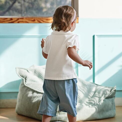 Dave & Bella Girls Short Sleeve Polo Polo قمصان سريعة الجافة غولف Tennis T Rabbit Print School Tops للسن 1-8 in Kuwait