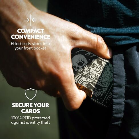 Engraved Aluminum Wallet for Men - Slim Money Clip & Card Holder with Engraved Finish. Enhanced RFID Blocking, Compact, Unique & Minimalist Wallets in Saudi Arabia