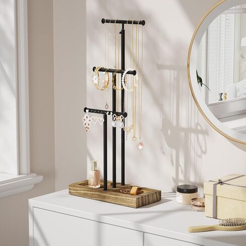 حامل منظم مجوهرات الحب ، حامل قلادة كبير 5 مستويات مع قاعدة خشبية ، وشجرة حامل المجوهر in Kuwait