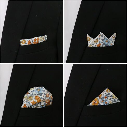 Floral Cotton Pocket Squares for Men with Pocket Square Holder Flower Men's Handkerchiefs for Wedding Groom Casual in Kuwait