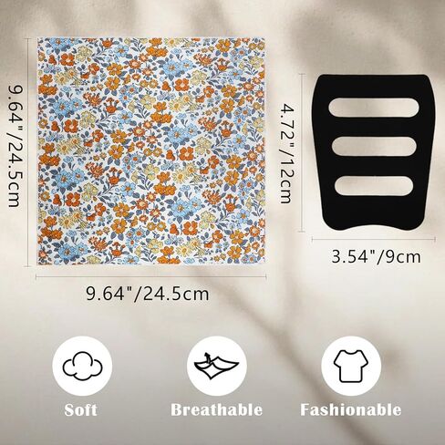 Floral Cotton Pocket Squares for Men with Pocket Square Holder Flower Men's Handkerchiefs for Wedding Groom Casual in Kuwait