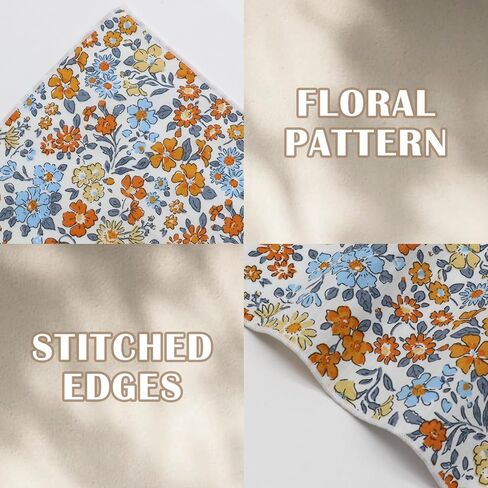 Floral Cotton Pocket Squares for Men with Pocket Square Holder Flower Men's Handkerchiefs for Wedding Groom Casual in Kuwait