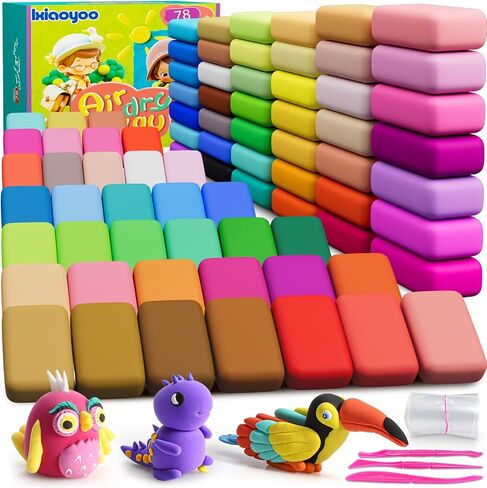 Air Dry Clay 104 Colors, Modeling Clay for Kids, DIY Model Magic Clay, Soft and Non-Sticky, Colorful Clay Starter kit with Accessories and Tools, Great Arts & Crafts Gift for Girls Boys Kids. in Kuwait