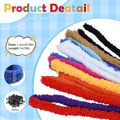 20pcs 39 بوصة من نظافة الأنابيب المنظفات تشنيل تنبع من الأنابيب السميكة الناعمة السيقان الطويلة تشنيل السيقان الحرفية لوازم أنابيب الصوف المرجانية ديي أفخم للأطفال (بني) (بني) in Kuwait