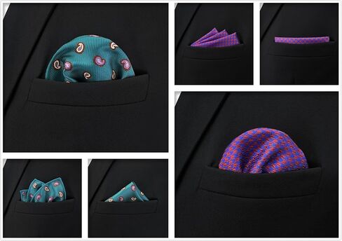 S&W SHLAX&WING 5 Pack Men's Pocket Squares Set 12.6" Formal Handkerchiefs for Suits Weddings Tuxedos Assorted Colors Patterns in Kuwait