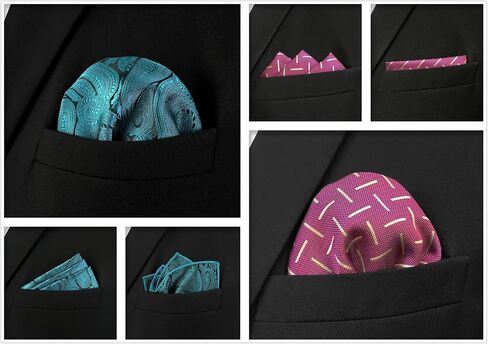S&W SHLAX&WING 5 Pack Men's Pocket Squares Set 12.6" Formal Handkerchiefs for Suits Weddings Tuxedos Assorted Colors Patterns in Kuwait