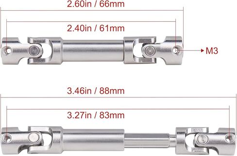 Stainless Steel Driveshaft Heavy-Duty Universal Joint Drive Shaft 66-88mm for 1/18 RC Rock Crawler Axial UTB18 Capra Unlimited Trail Buggy Upgrade Parts Replacements(Front) in Kuwait