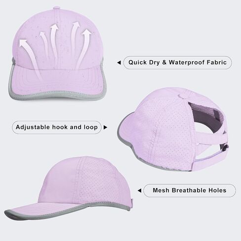 Girls Criss Cross Ponytail Baseball Cap Reflective Quick Dry Hat Kids Cooling Mesh Outdoor Sports Hat for Age 3-12 in Saudi Arabia