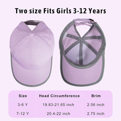 Girls Criss Cross Ponytail Baseball Cap Reflective Quick Dry Hat Kids Cooling Mesh Outdoor Sports Hat for Age 3-12 in Saudi Arabia