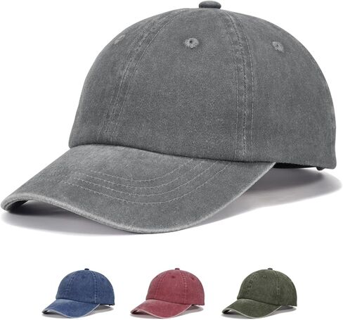 Kids Baseball Cap-Adjustable Vintage Washed Cotton Golf Hat for Boys & Girls in Kuwait