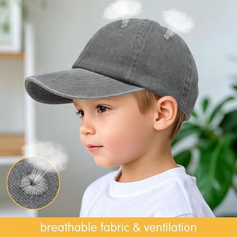 Kids Baseball Cap-Adjustable Vintage Washed Cotton Golf Hat for Boys & Girls in Kuwait