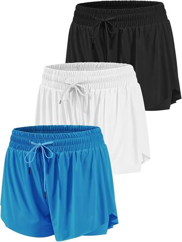3 Packs Girls Butterfly Shorts 2 in 1 Girls Athletic Shorts Youth Flowy Shorts for Active, Running,Basketball in Saudi Arabia