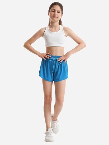 3 Packs Girls Butterfly Shorts 2 in 1 Girls Athletic Shorts Youth Flowy Shorts for Active, Running,Basketball in Saudi Arabia