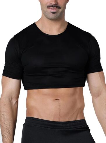 Men's Undershirts Muscle Fit Crop Top Short Sleeve Cropped T Shirt in Saudi Arabia