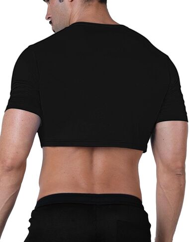 Men's Undershirts Muscle Fit Crop Top Short Sleeve Cropped T Shirt in Saudi Arabia