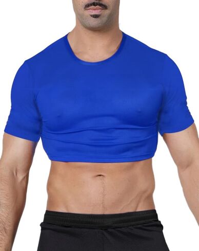 Men's Undershirts Muscle Fit Crop Top Short Sleeve Cropped T Shirt in Saudi Arabia