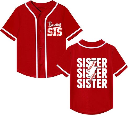 Girls Baseball Sister Jerseys Toddler Baseball Sisters Shirt Birthday Funny Cute V-Neck Short Sleeves Sport Tee in Saudi Arabia